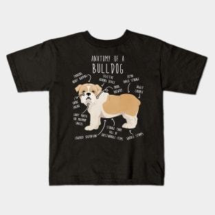 English Bulldog Fawn and White Dog Anatomy Kids T-Shirt